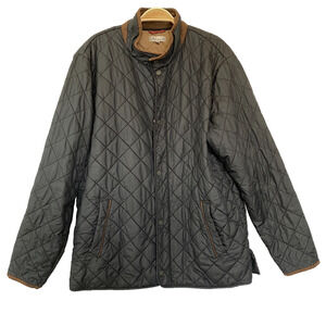 Peter Millar Suffolk Quilted Car Coat Men Size L Black Barn Puffer Jacket Preppy